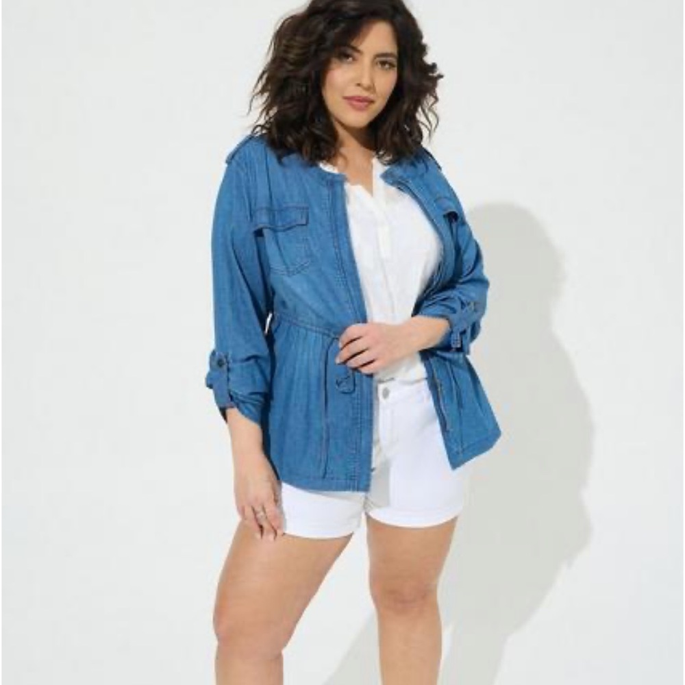 Chambray tie waist jacket new sz 3 Torrid Brand never worn no tags